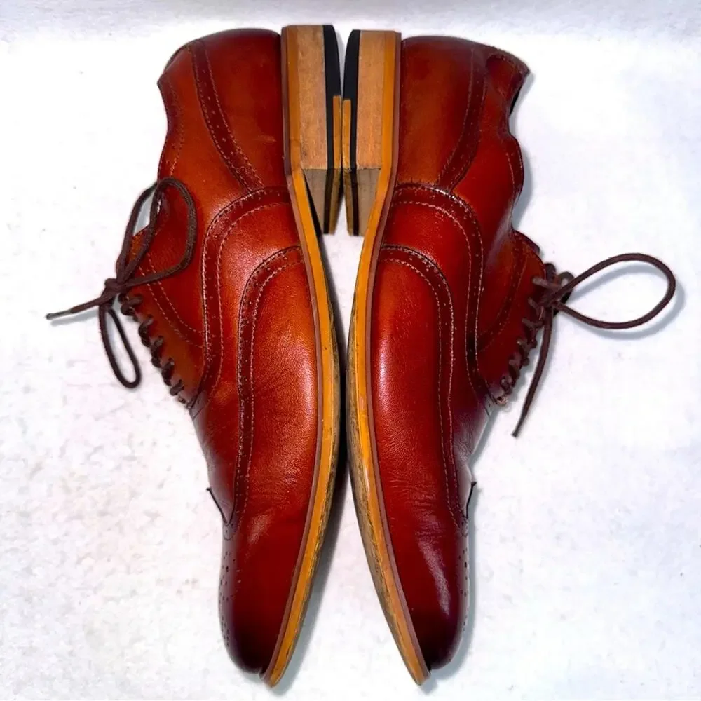 Men’s Stacy Adams Brown Leather Wingtip Oxford Dress Shoes size 9